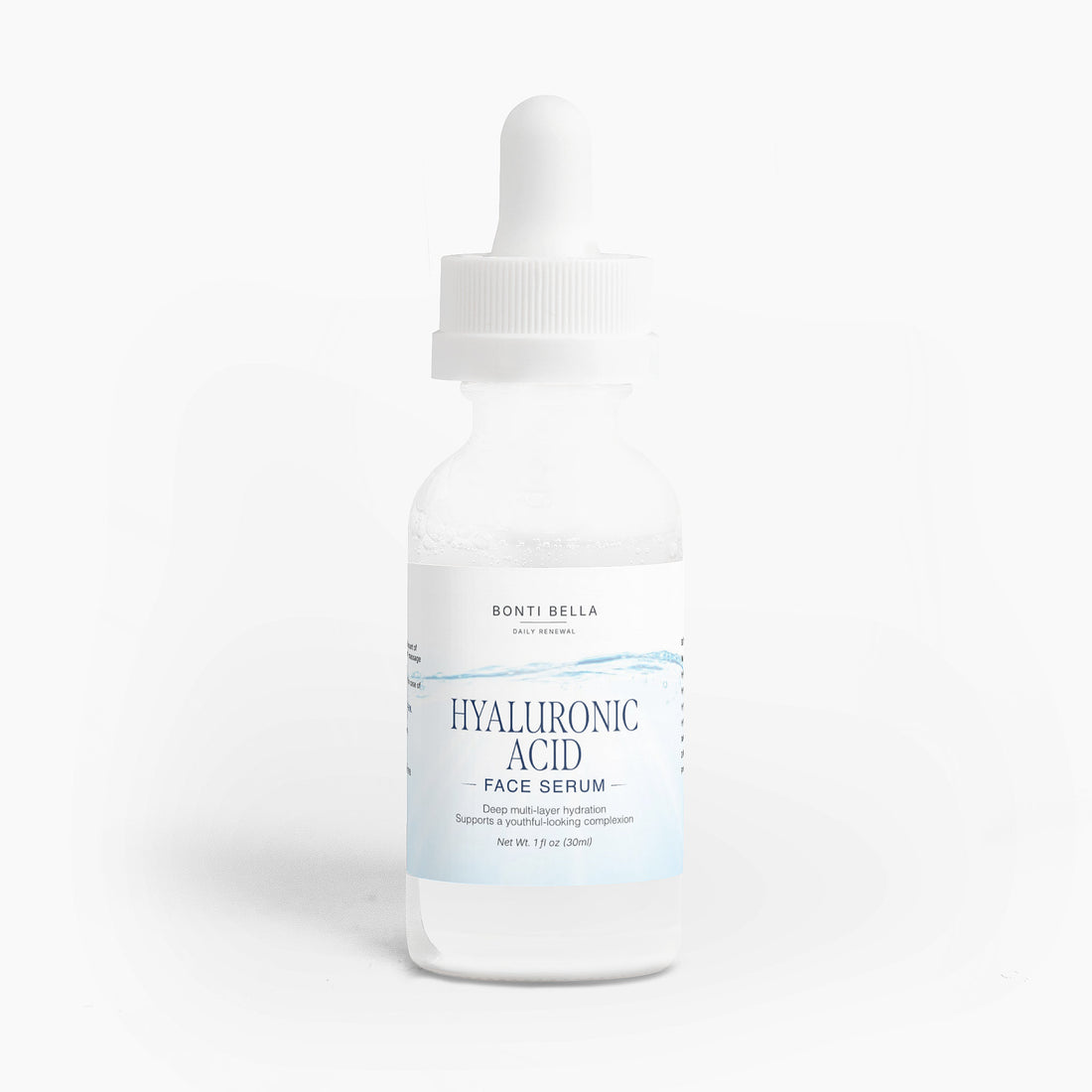 Bonti Bella Hyaluronic Acid Serum bottle on white background