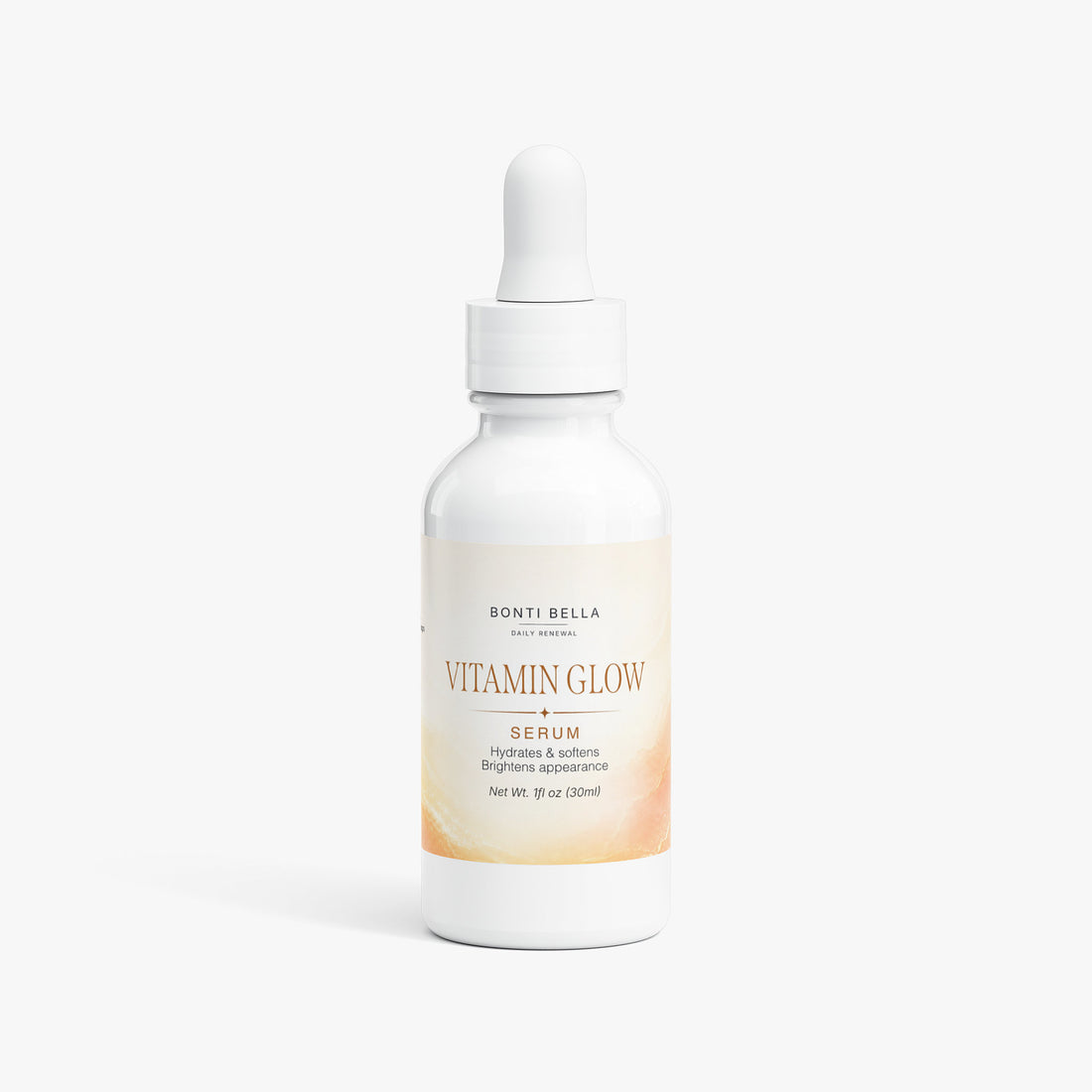 Bonti Bella Vitamin Glow Serum bottle on white background