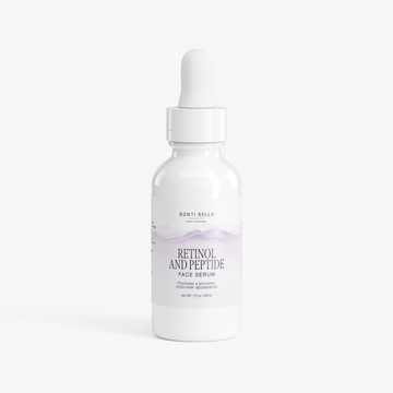 Bonti Bella Retinol and Peptide Face Serum bottle on white background