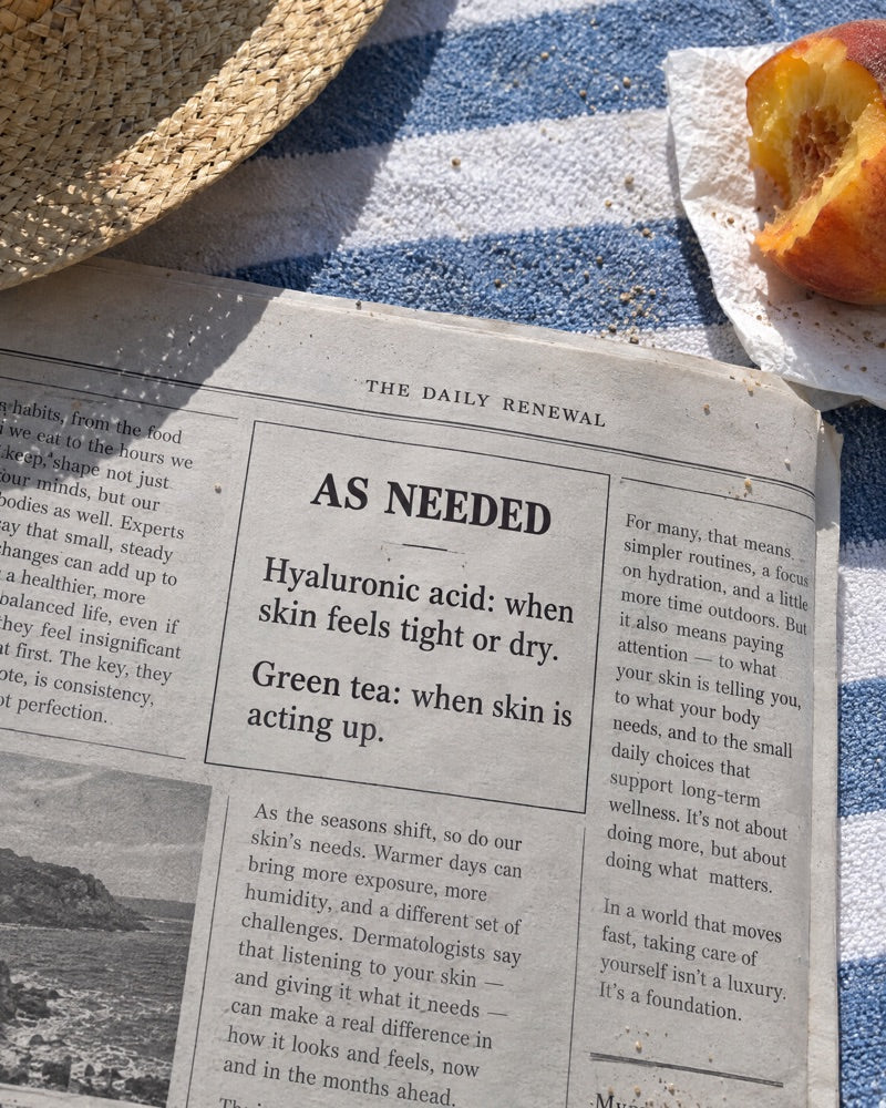 The Daily Renewal on a beach towel, the as needed edition