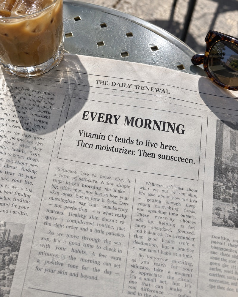 The Daily Renewal on a cafe table, the morning edition