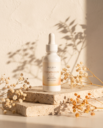 Bonti Bella Vitamin Glow Serum on travertine stone
